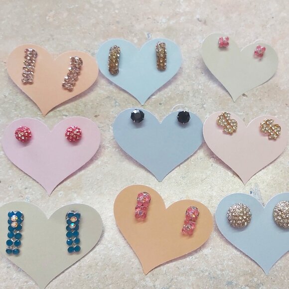 Reseller or gift lot Crystal earrings on stainless steel studs - Picture 1 of 2